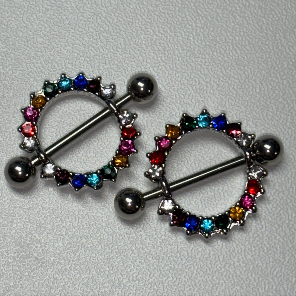 Rainbow Nipple Shield Jewelry 14g